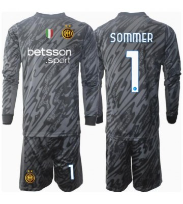 Inter Milan Yann Sommer #1 Brankář Alternativní dres komplet pro Děti 2024-25 Dlouhým Rukávem (+ Krátké kalhoty)